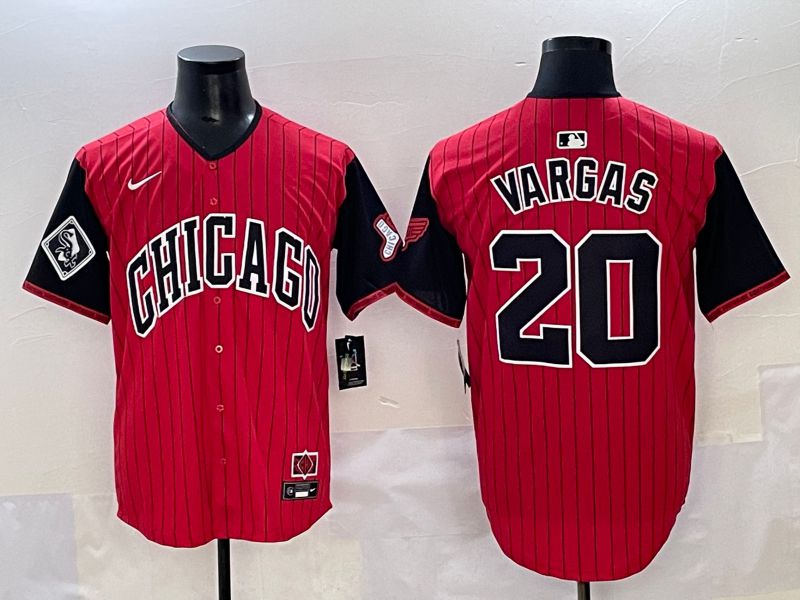 Men 2025 Chicago White Sox #20 Vargas Red Stripe Joint Name Nike MLB Jersey style 7->chicago white sox->MLB Jersey